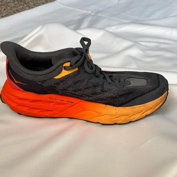 Hoka One One Speedgoat 5 Running Shoes 1123157 Men’s Size 7.5 Flame Gray Orange - Picture 11 of 16